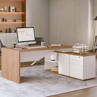Escritorio Ejecutivo Palmer color Blanco/Marrón Tu Mesita
